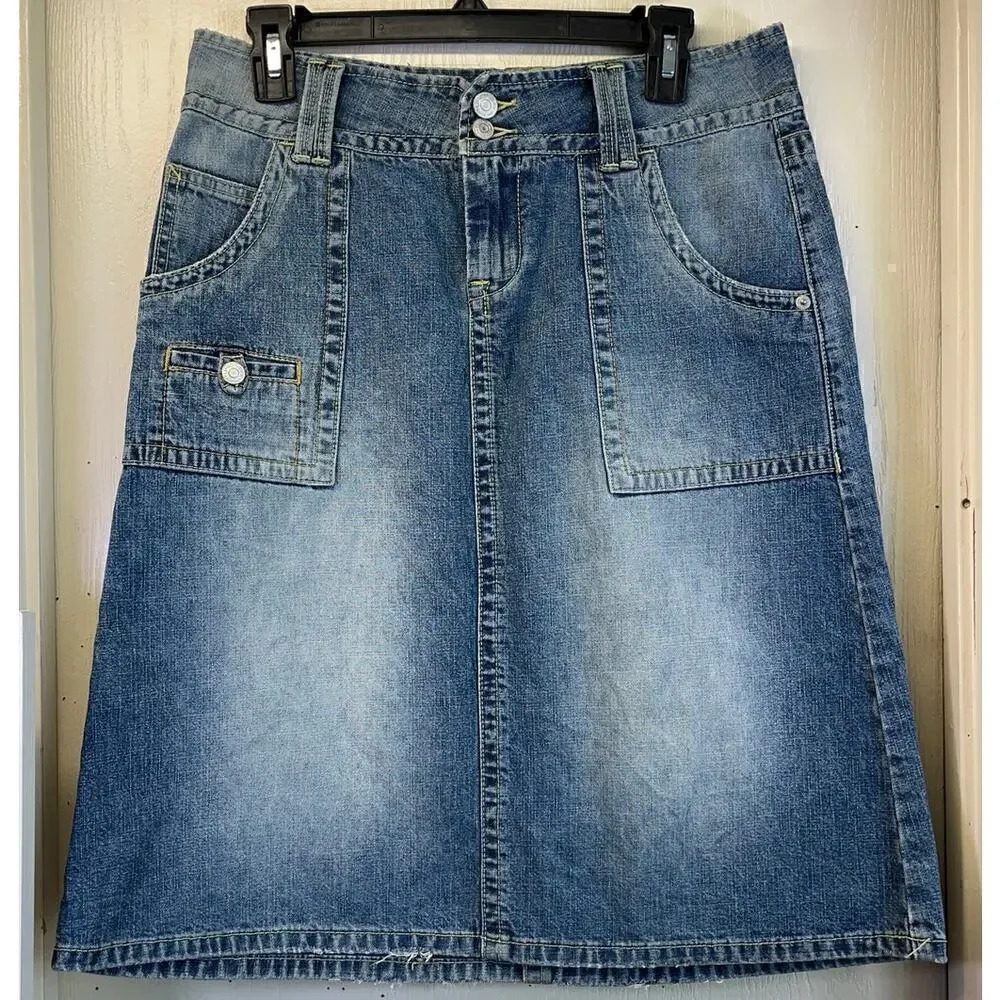 UNIONBAY Blue Denim Midi Skirt